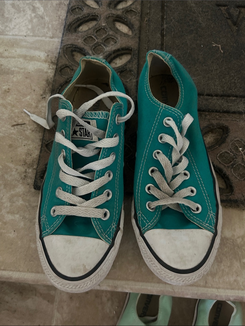 Teal Canvas Lace-Up Sneakers - Casual Everyday Shoes